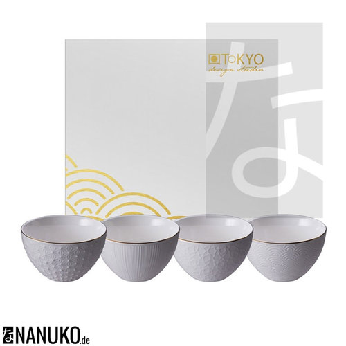 Nippon White Gold Rim Bowl Set