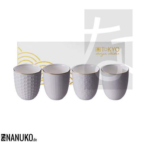 Nippon White Gold Rim Tea Cup 4pcs Set