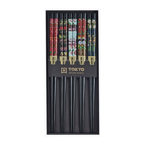 TDS Chopsticks Set Black Flower (5 pairs)