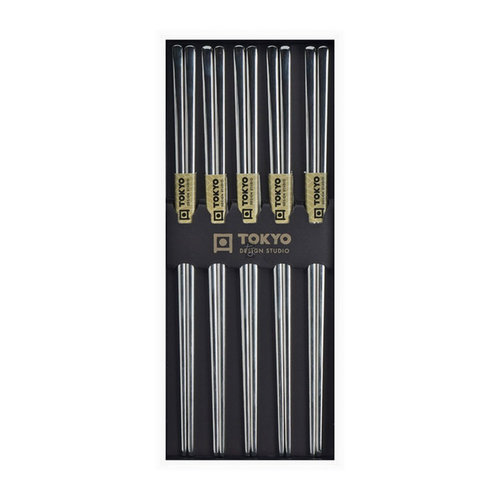 TDS Chopsticks Stainless Steel Silver (5 pairs)