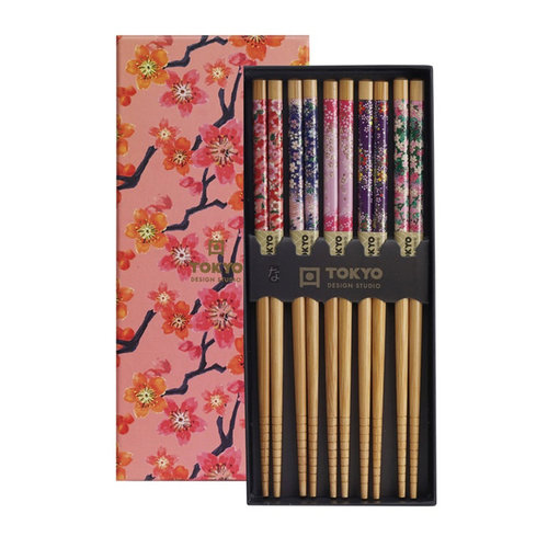 TDS Chopsticks red Giftbox Sakura (5 pairs)