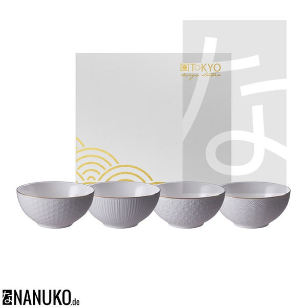 Nippon White Gold Rim Bowl Set 15x7cm (4Stk)